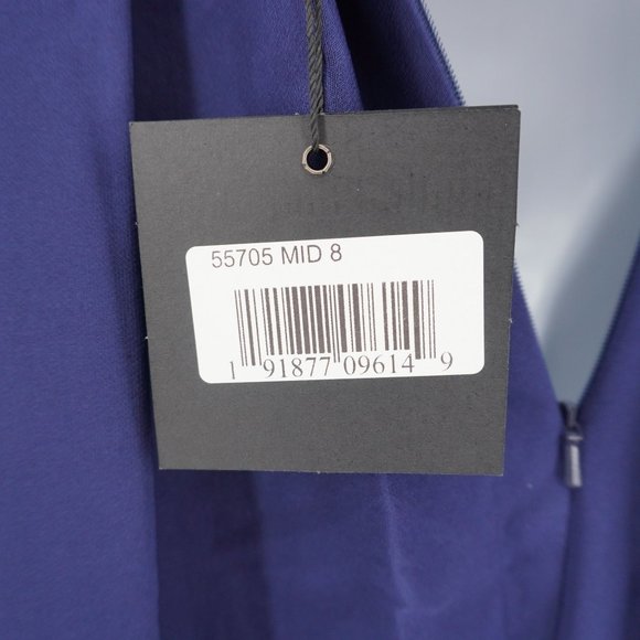 Mac Duggal Women's NWT Ieena Midnight Blue A-Line Rhinestone Waist Evening Gown - Picture 13 of 15